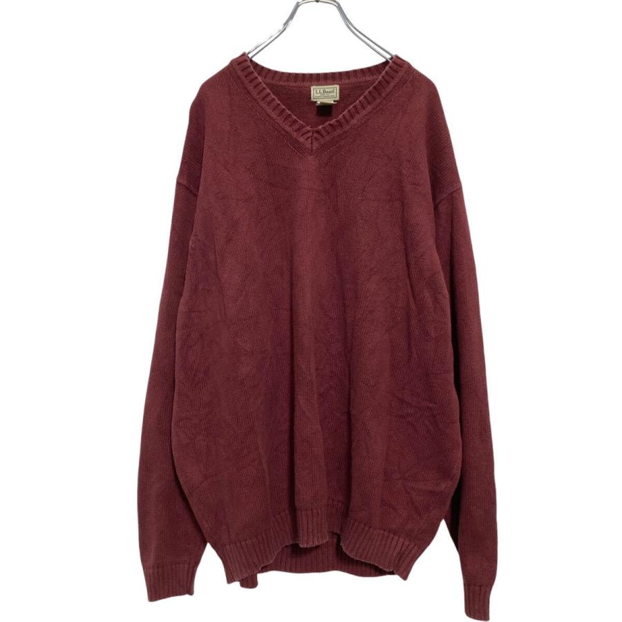L.L.Bean コットンニット セーター 2XL バーガンディ エルエルビーン