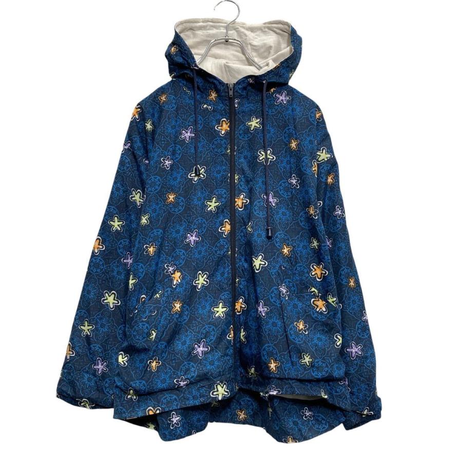 Free girl ナイロン ジャケット M~ ブルー 総柄 花柄 ブルゾン