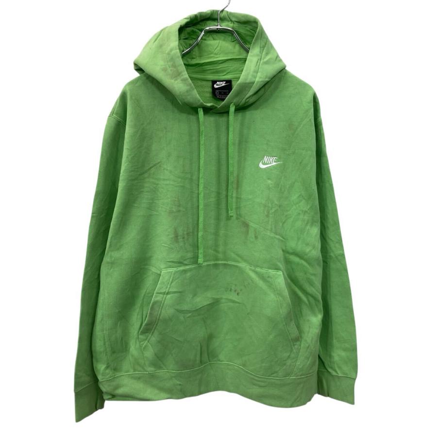 NIKE 無地 スウェット パーカー XL ライムグリーン ナイキ 裏起毛 ワン