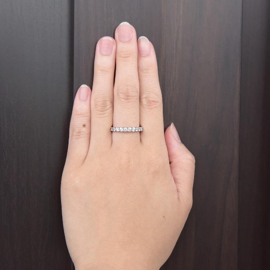 1カラット ダイヤモンド 天然石 ハーフエタニティ リング K18 Pt950