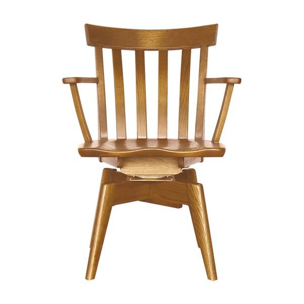 回転アームチェア 幅55cm オーク材 節あり 肘付 ダイニングチェア 優樹
