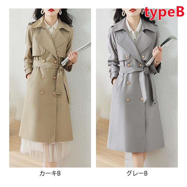 レディース トレンチコートスプリングコート 大きいサイズ 細見え