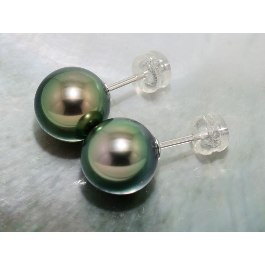 黒蝶真珠 黒真珠 ピアス 10mm ピーコックグリーン : 真珠専門店 ヨコタ