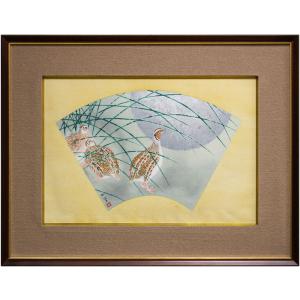 上村松篁「丹頂」木版画 版画 日本画 絵画 鶴 つる ツル 鳥 雪 冬 縦