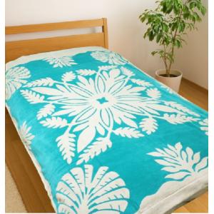 ハワイアンキルト タペストリー 105cm モンステラ ライトマリンブルー