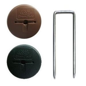 防草シート用ワッシャー・ピン Uピン杭 20cm 黒丸付き 固定ピン