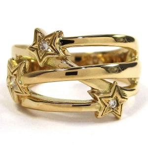 質屋出品》スタージュエリー☆k18天然ダイアリボンモチーフリング☆C