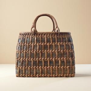 胡桃皮かごバッグ くるみかごバッグ 手作り 籠バッグ 内布付き 和服