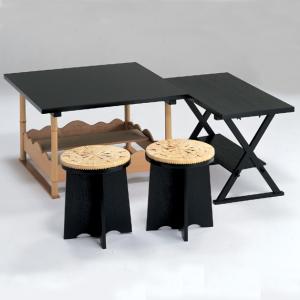 茶道具 点茶盤 点茶盤セット 掻合 喫架 円椅2客円座付 中村宗悦作 裏