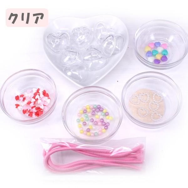 ヘアアクセサリー カプセル お試し6点セット ハート 3色ハンドメイド