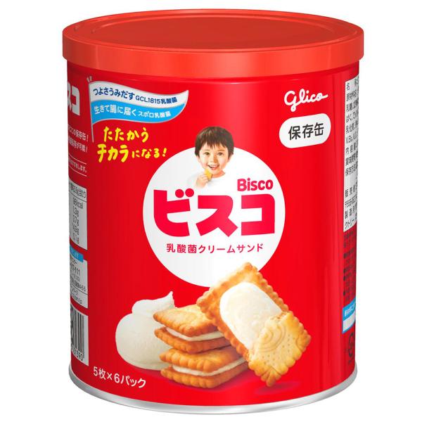 グリコ（glico） ビスコ 保存缶 5年 30枚(5枚×6包) | クリームサンド