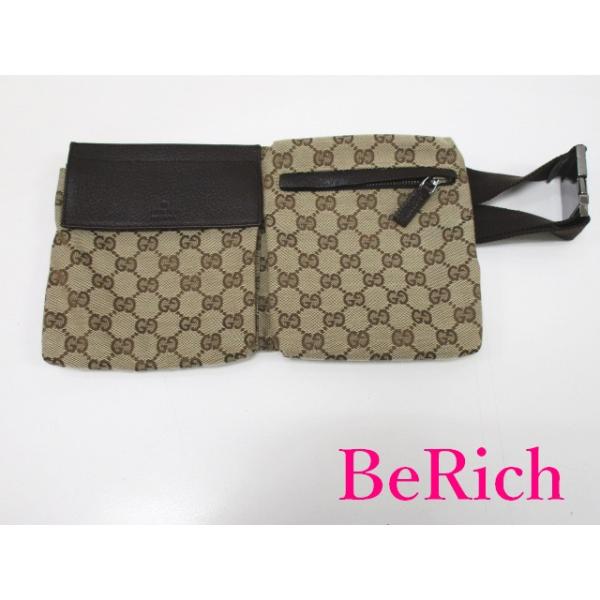 GG グッチ GUCCI ウエストバッグ 28566 ロゴ ベージュ ブラウン