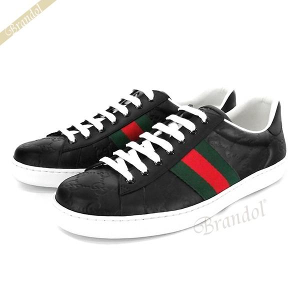 GUCCI（グッチ） スニーカー メンズ Ace エース シグネチャー ブラック