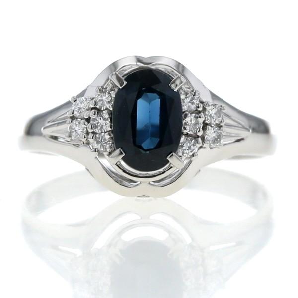 Pt900 プラチナ リング サファイア 1.09ct ダイヤモンド 0.13ct