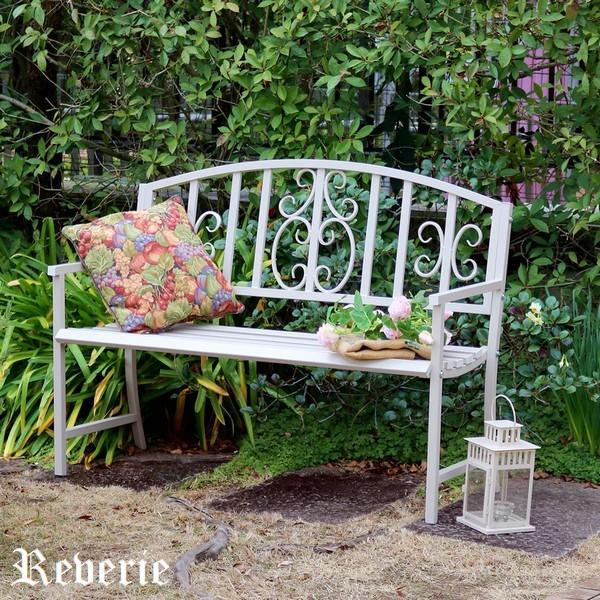 ガーデンベンチ ホワイト アイアンベンチ (IB-120WHT) レヴェリ 白