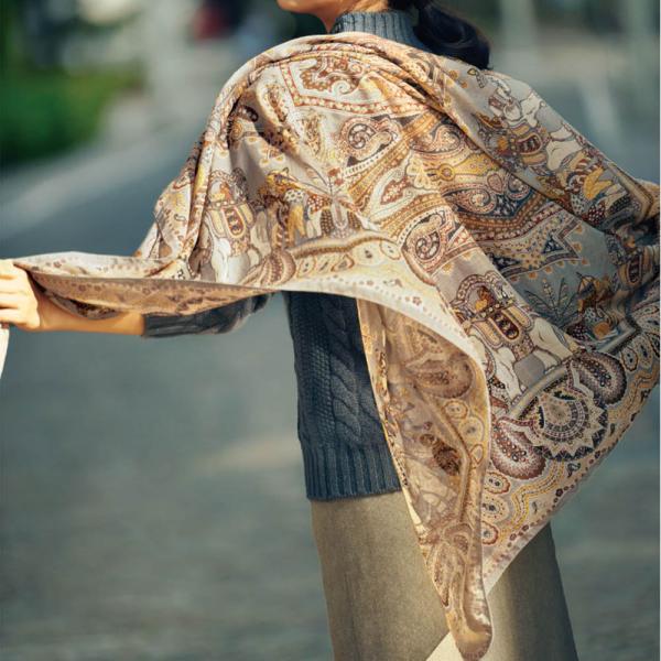 dinos（ディノス） ビンダ社 カシミヤウールシルク スカーフ バッグ 靴