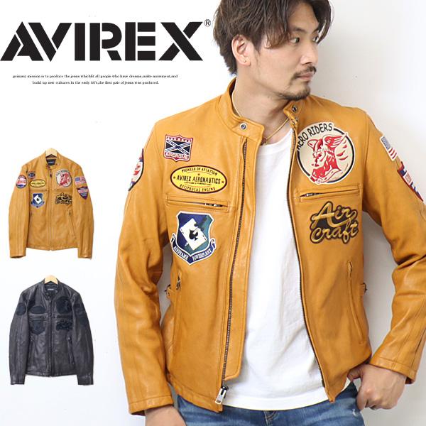 AVIREX（アヴィレックス） パッチド ライダースジャケット レザー