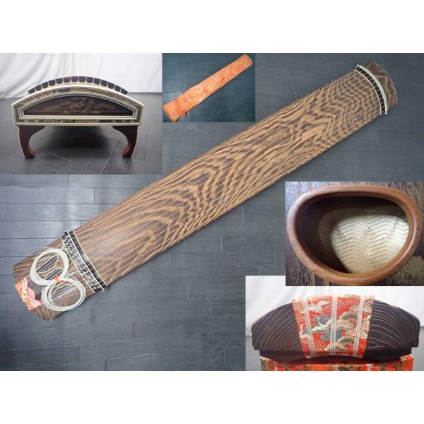 高級 演奏会 琴 『くり甲、綾杉彫、上角巻き』 紅木 刳甲 6尺 箏 和