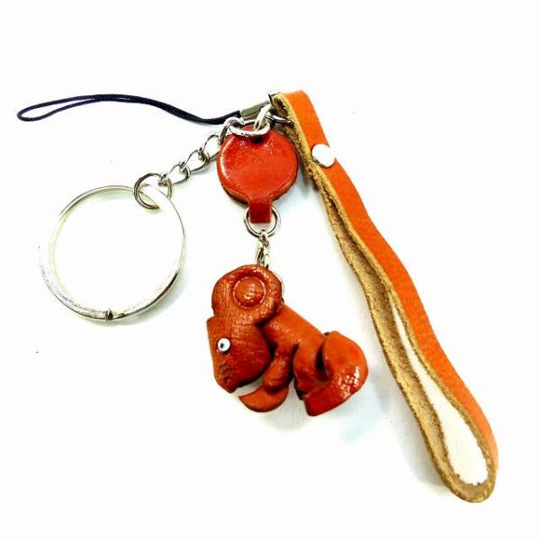 キーホルダー 牛革 本革 レザー ネズミ 手作り ハンドメイド 鼠 A