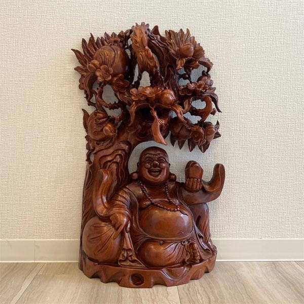 布袋様 置物 木彫り 布袋さん 七福神 金運アップ ご利益 商売繁盛 健康