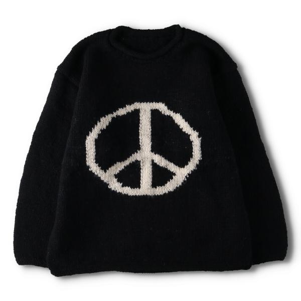 ブラック ピースマーク エクアドルニットタイプ ロールネック ウール