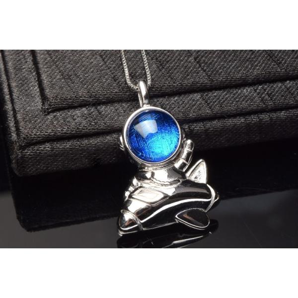Silver925 ギベオン 7.5mm ブルー 宇宙飛行士 ペンダントトップ_PRG657