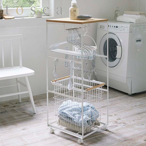 山崎実業 tosca 天板付きランドリーワゴン トスカ ホワイト