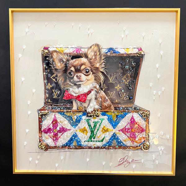 送料無料 クリスタルアートパネル オマージュアートパネル チワワ 犬