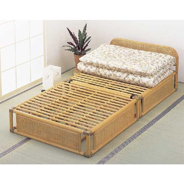 籐(ラタン)ベッド ヘッドボード付籐すのこベット シングル アジアン