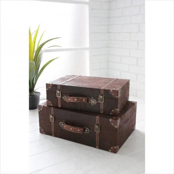 レザー トランクボックス 2個セット 収納ボックス トランクケース