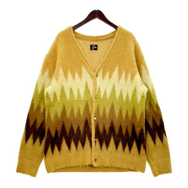 極美品】Needles モヘアカーディガン 幾何学 Mサイズ イエロー 希少