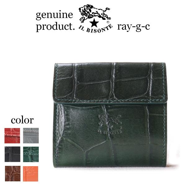 IL BISONTE（イルビゾンテ） 財布 クロコ型押しスクエアウォレット 二