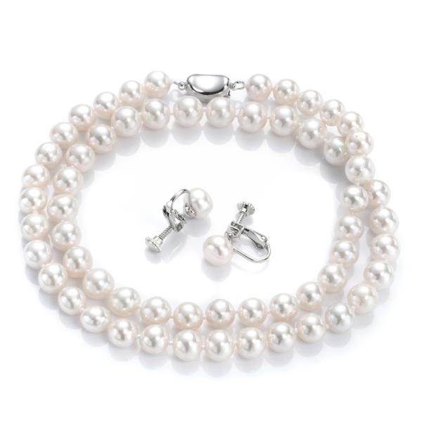 つやたまうるる 本真珠ネックレスセット 大粒 8mm ゆったり50cm パール