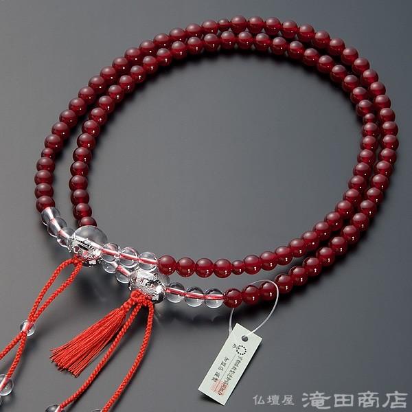 仏壇屋 滝田商店 数珠 真言宗 男性用 御影数珠 瑪瑙(メノウ) /本水晶