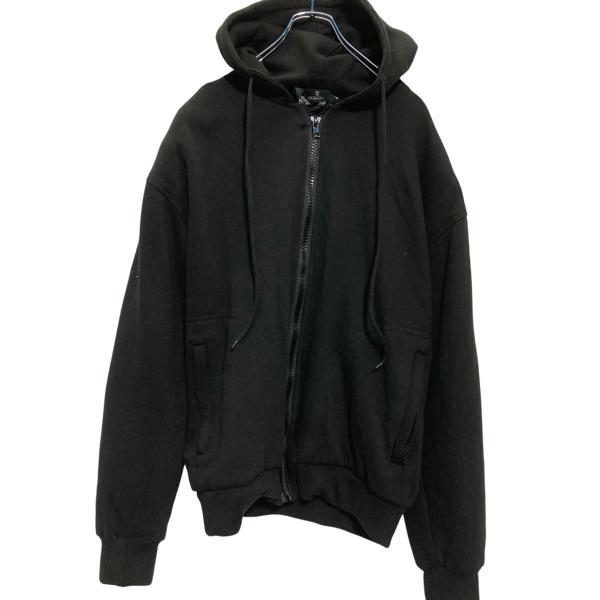 ジップアップ モーターサイクル スウェット パーカー S ブラック 肘当