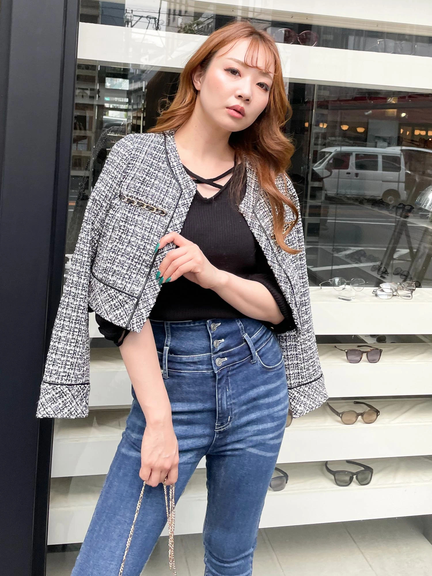 LIP SERVICE（リップサービス）｜ glossy tweedノーカラージャケット