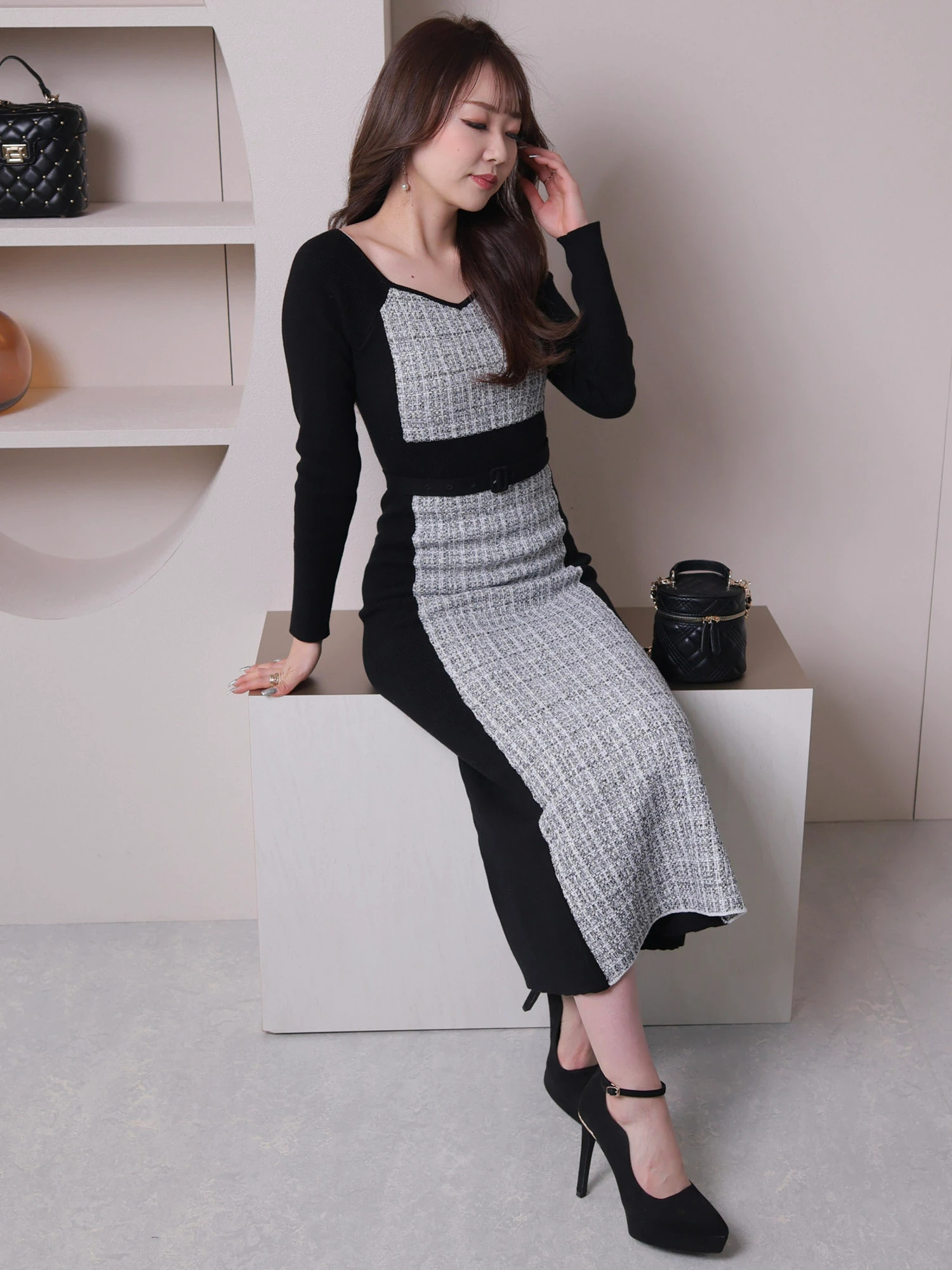 LIP SERVICE（リップサービス）｜ ラメツイードバイカラーニット