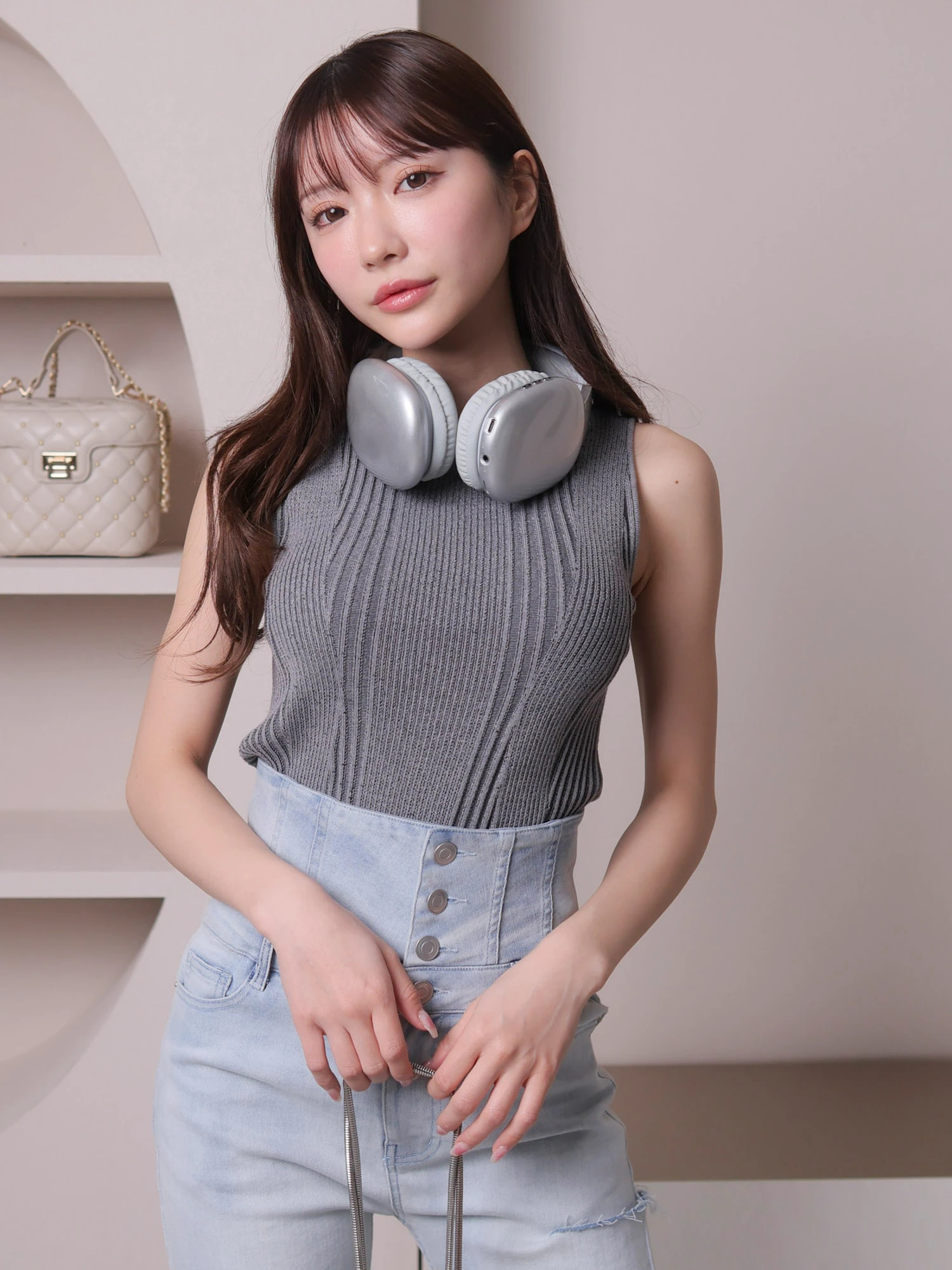 LIP SERVICE（リップサービス）｜ バイカラーリブノースリニット