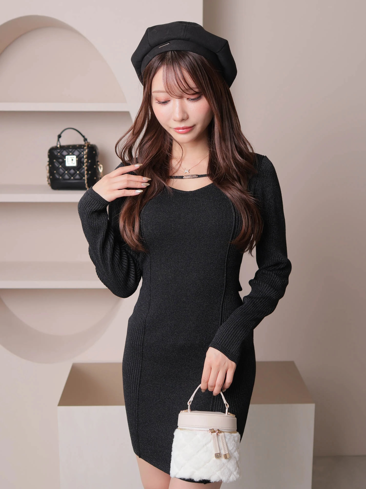 LIP SERVICE（リップサービス）｜ 2wayストラップラメニットワンピース