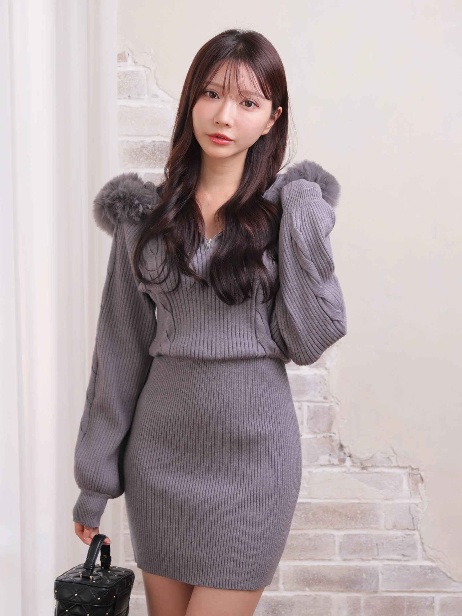 LIP SERVICE（リップサービス）｜ ファーフードニットワンピース