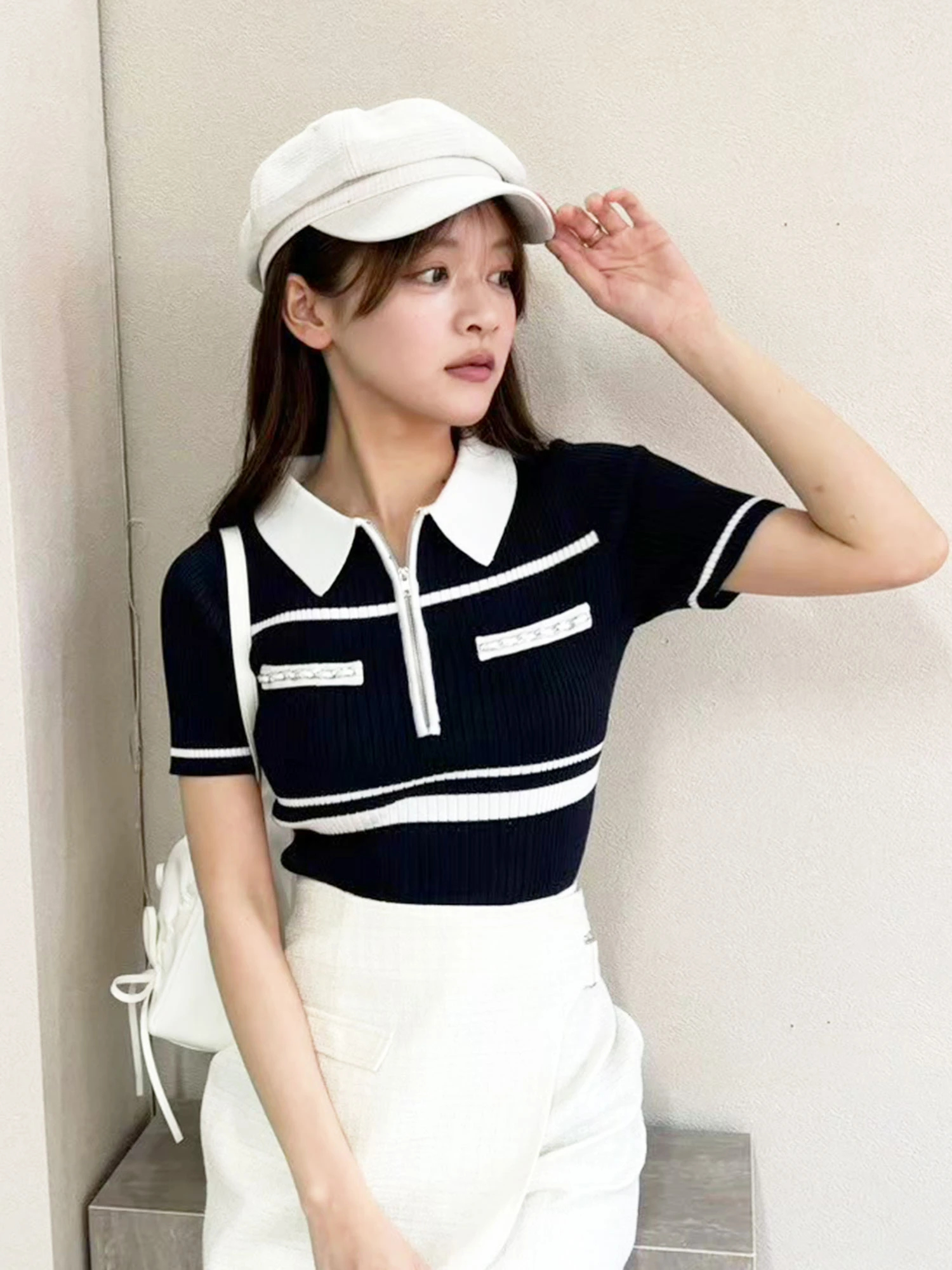 LIP SERVICE（リップサービス）｜ ハーフZIPチェーンポケットニット