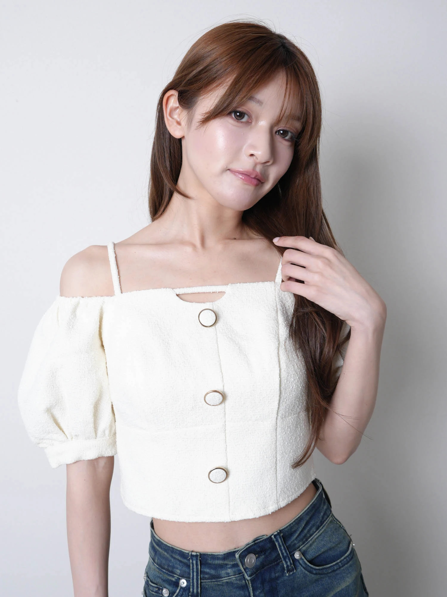 LIP SERVICE（リップサービス）｜ ツイードオフショルトップス