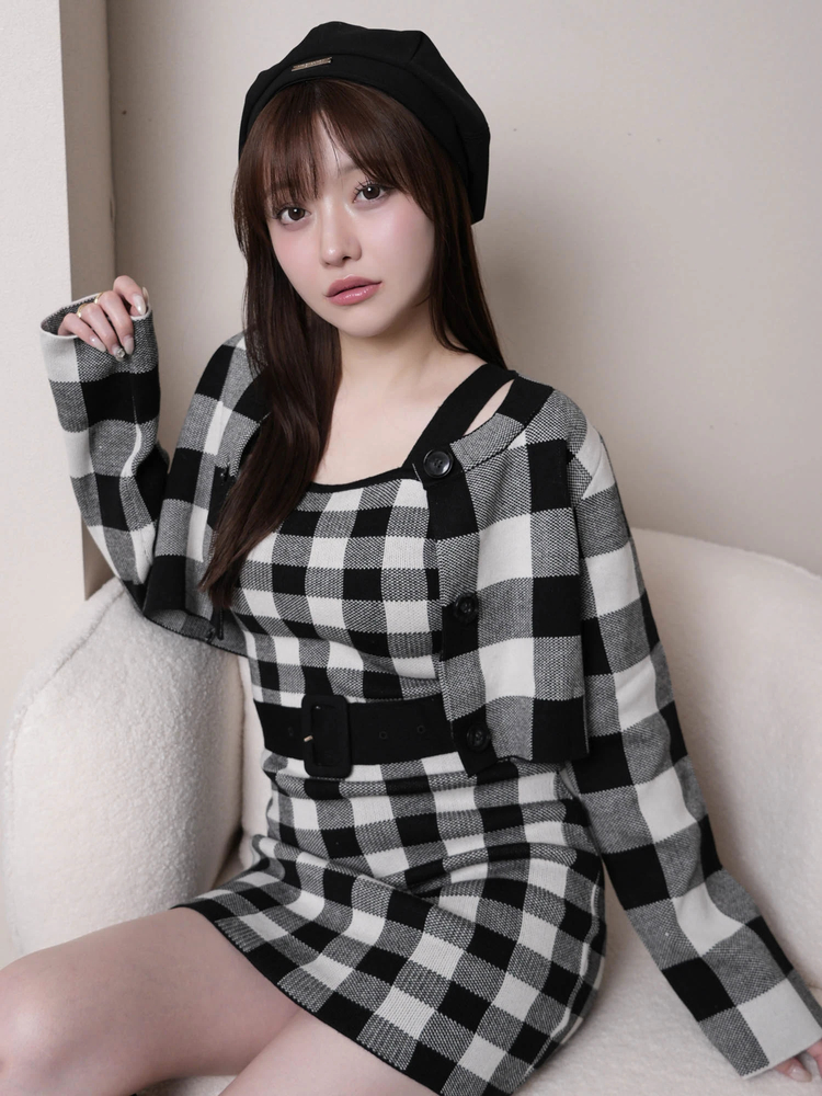 LIP SERVICE（リップサービス）｜ レトロチェックアンサンブルニット