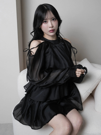 LIP SERVICE（リップサービス）｜ シアーニットレイヤードワンピース