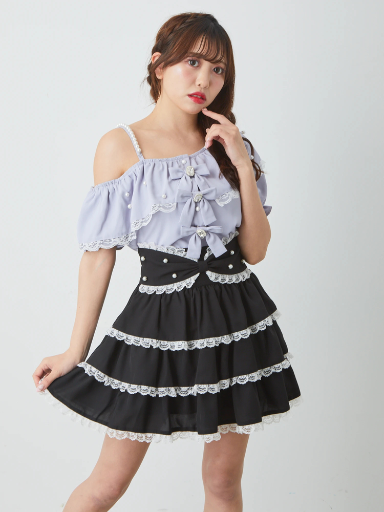 おリボンティアードスカパン - Ank Rouge(アンクルージュ)のショート