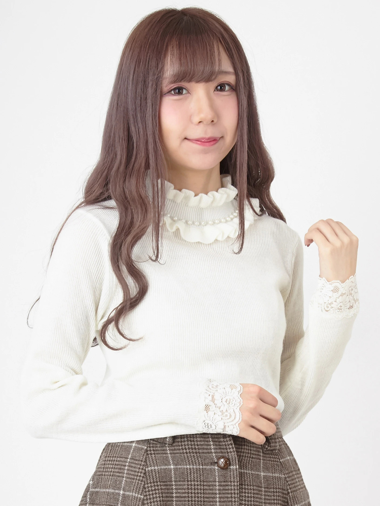 袖レース切り替えパールハイネックニット - Ank Rouge(アンクルージュ