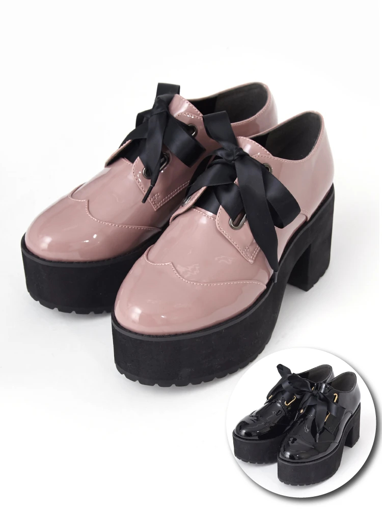 リボンレースアップ厚底シューズ - Ank Rouge(アンクルージュ)の