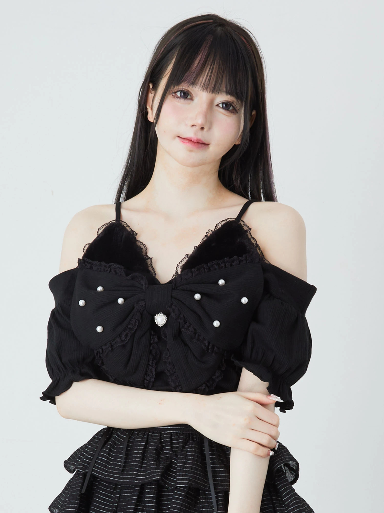 リボンネコちゃんオフショルテレコTOPS - Ank Rouge(アンクルージュ)の