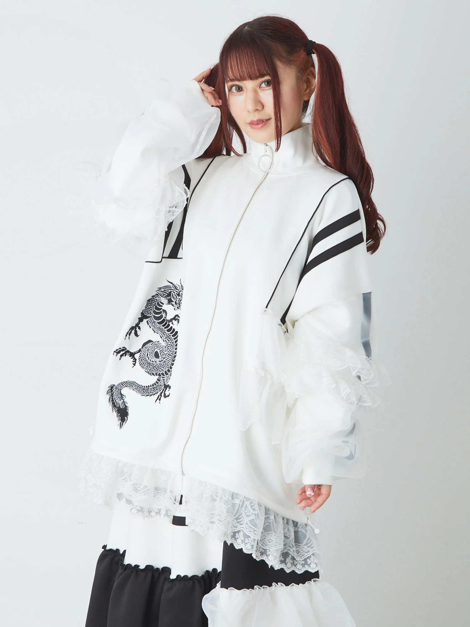 アシンメトリ―フリルジャージパーカー - Jamie エーエヌケー