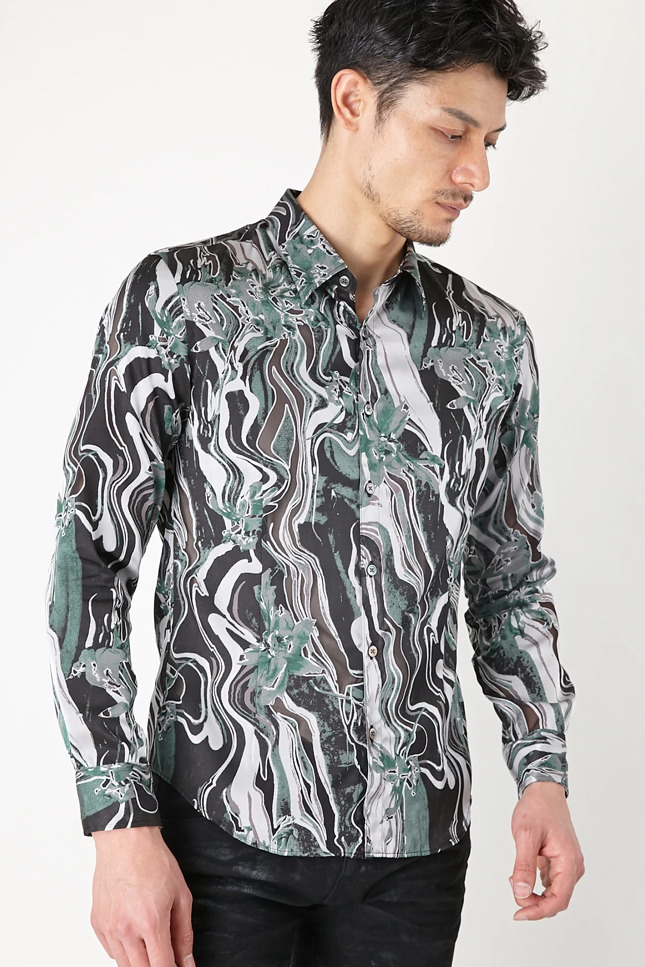 TORNADO MART∴マーブルフラワープリントシャツ / TORNADO MART